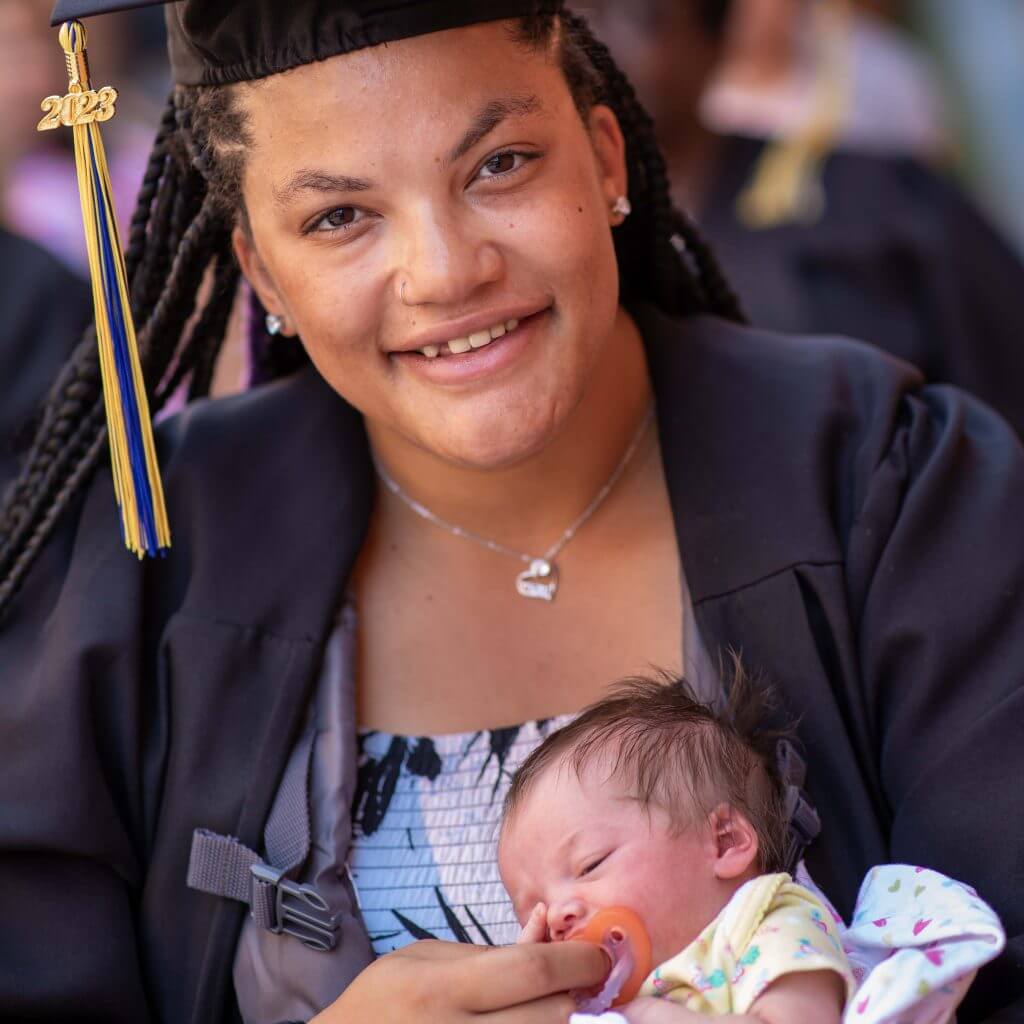 Mom and baby at graduation